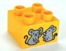 Duplo, Brick 2 x 2 with 2 Mice Pattern