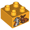 Duplo, Brick 2 x 2 with 2 Bunny Rabbits Pattern