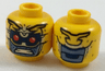 Minifigure, Head Alien Parademon Helmet with Bright Light Yellow Markings, Black Goggles with Red Lenses, Sand Blue Skin Pattern