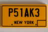 Tile 2 x 4 with Black 'P51AK3' and 'NEW YORK' Pattern