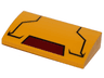 Slope, Curved 2 x 4 x 2/3 with Bottom Tubes with Black Lines and Dark Red Trapezoid Pattern