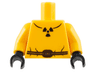 Torso Safety Suit with Belt and Radioactivity Warning Pattern / Bright Light Orange Arms / Black Hands