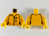 Torso Female Jumpsuit, Orange Trim, Silver Zipper, Red and Medium Azure Circles Pattern / Bright Light Orange Arms / Yellow Hands