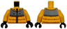 Torso Jacket Puffy with White Drawstrings, Red Zipper, and Dark Silver Panels Pattern / Bright Light Orange Arms / Black Hands