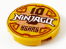 Tile, Round 2 x 2 with Bottom Stud Holder with '10 NINJAGO YEARS' Pattern