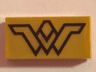 Tile 1 x 2 with Black Wonder Woman Logo Pattern