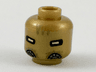 Minifigure, Head Alien with White Eyes, Dark Tan Markings on Forehead, and Pearl Dark Gray Breathing Ports Pattern