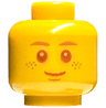 Minifigure, Head Copper Eyebrows, Freckles, and Chin Dimple, Reddish Brown Eyes and Grin Pattern