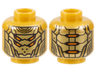 Minifigure, Head Alien Robot with Gold Armor Plates and 4 Orange Eyes Pattern