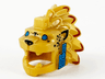 Minifigure, Headgear Head Cover, Costume Aztec Jaguar Warrior with Dark Azure Eyes and Cheeks Pattern