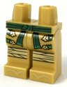 Hips and Legs with Dark Green Sash and Straps, Gold Clasps, Knee Wrappings, and Zori Sandals Pattern