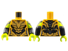 Torso Female Armor, Gold Plates, Black Trim Pattern (Gamora) / Black Arms with Lime Short Sleeves, Gold Armor Pattern / Lime Hands