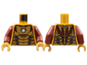 Torso Iron Man Plate Armor, Silver Circle and Trim, Dark Red Edges Pattern / Dark Red Arms / Pearl Gold Hands
