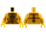 Torso Jacket over Dark Orange Shirt, Neon Yellow Chain, Red Trim, Tassel on Back Pattern / Pearl Gold Arms / Yellow Hands