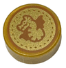 Tile, Round 1 x 1 with Dark Orange Dragon and Dotted Circle on Gold Background Pattern (HP Unum Galleon)