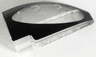 Technic, Panel Curved 5 x 3 x 2 Corner Quarter Ellipse, Left with Black and Silver Porsche GT4 e-Performance Headlight Pattern