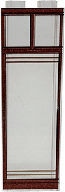 Brick 1 x 2 x 5 with Reddish Brown and Black Window Frame and Gold Lines Pattern