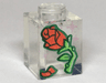 Brick 1 x 1 with Red Rose and Petal, Green Stem and Metallic Pink Stars Pattern