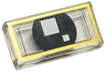 Tile 1 x 2 with 2 White Squares on Black Background and Gold Rectangle Pattern (BrickHeadz Albus Dumbledore Eye and Glasses Frame)