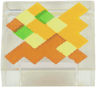 Tile 1 x 1 with Pixelated Medium Brown, Bright Light Yellow, Bright Light Orange, and Bright Green Squares Pattern (Minecraft Totem of Undying)