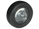 Wheel Center Small with Stub Axles (Pulley Wheel) with Black Tire 14mm D. x 4mm Smooth Small Single (3464 / 3139)
