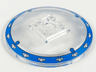 Dish 6 x 6 Inverted (Radar) - Solid Studs with Blue and Silver Border Pattern (Jurassic World Gyrosphere Side)