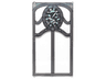Glass for Window 1 x 4 x 6 with Ornate Silver Frame and Dark Green and Sand Green Oval Stained Glass Pattern