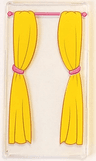 Glass for Window 1 x 4 x 6 with Pink Curtain Rod and Yellow Curtains with Pink Ties Pattern