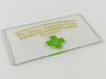 Glass for Window 1 x 4 x 6 with Gold 'Dr. Jones Animal Care No Snakes!' and Green Cross with Paw Print Pattern