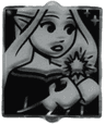 Glass for Window 1 x 2 x 2 Flat Front with Elves Minifigure, Star and Sparkles on Black Background Pattern