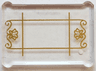 Glass for Window 1 x 3 x 2 Flat Front with Gold Lattice, Flowers and Filigree Pattern