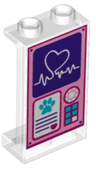 Panel 1 x 2 x 3 with Side Supports - Hollow Studs with Heart Read Out Keypad, Paw and Heart Pattern