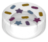 Tile, Round 1 x 1 with Bright Light Blue, Dark Pink, Lavender, and Yellow Sprinkles and Stars Pattern