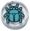 Tile, Round 1 x 1 with Dark Turquoise Beetle Pattern