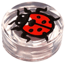 Tile, Round 1 x 1 with Ladybug, Small White Eyes and Black Antennae Pattern