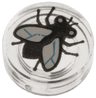 Tile, Round 1 x 1 with Black Fly, White Wings, Medium Azure Veins Pattern