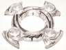Ring 4 x 4 with 2 x 2 Hole and 4 Swirl Ends with Black and Silver Pattern (Ninjago Spinner Crown)