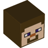 Minifigure, Head, Modified Cube with Pixelated Light Nougat Face, Dark Purple Eyes, Dark Orange Nose, and Smile Pattern (Minecraft Steve)