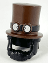 Minifigure, Hair Combo, Hair and Beard with Top Hat Large with Band with Goggles with Glasses Pattern