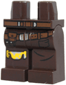 Hips and Legs with Reddish Brown Belt and Holster Strap, Bright Light Orange and Silver Knee Pad, Black Pocket and Creases Pattern