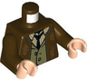 Torso Suit Jacket with Dark Orange Scuffs and Hashmarks, Striped Shirt, Black Tie and Olive Green Vest Pattern / Dark Brown Arms / Light Nougat Hands