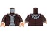Torso Jacket Open with Pockets over Light Bluish Gray Hoodie and Dark Red Shirt Pattern / Dark Brown Arms / Light Nougat Hands