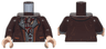 Torso Jacket with Reddish Brown Lapels and Pockets over Dark Bluish Gray Vest with Dark Red Buttons and Striped Scarf Pattern / Dark Brown Arms / Light Nougat Hands