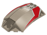 Windscreen 8 x 6 x 2 Curved Sloped Sides with Red and Silver Racing Stripes Pattern