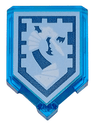 Tile, Modified 2 x 3 Pentagonal with Nexo Power Shield Pattern - Iron Dragon
