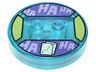 Dimensions Toy Tag 4 x 4 x 2/3 with 2 Studs and Trans-Light Blue Bottom with White Playing Cards and Medium Lavender 'HA HA' on Dark Purple Background Pattern (The Joker)