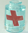 Brick, Round 1 x 1 with Red Cross with White Outline Pattern (Overwatch Health Pack)