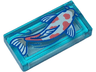 Tile 1 x 2 with White Koi Fish with Coral Spots Pattern