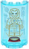 Cylinder Half 2 x 4 x 5 with 1 x 2 Cutout with Gold Iron Man Armor Projection and Silver Digital Display Pattern