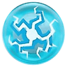 Tile, Round 1 x 1 with Cracked Blue and White Lightning Burst from Center Pattern